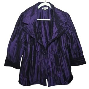 PULI Purple Crushed Pleated Evening Jacket Oversize Coat 90s Chic Vintage 12/42
